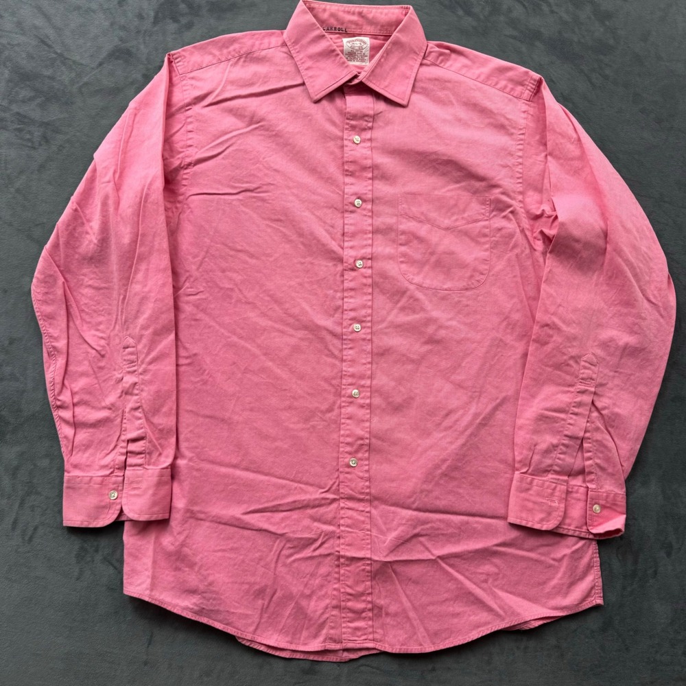 Brooks Brothers Mens 16.5-5 Pink Cotton Oxford Button Down Dress Shirt Pocket